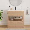 Puluomis 30 in. W x 18 in. D x 31 in. H Single Sink Freestanding Bath Vanity in Natural Wood with White Ceramic Top BA083BK+BA084WH