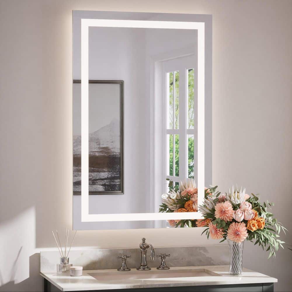 KeonJinn 24 in. W x 36 in. H Rectangular Frameless LED Lighted