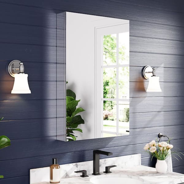 24 in. W x 36 in. H Rectangular Aluminum Surface Mount Medicine Cabinet with Mirror