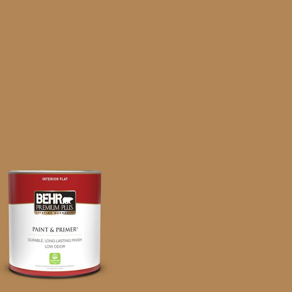 BEHR PREMIUM PLUS 1 qt. #S290-6 Golden Rice Flat Low Odor Interior ...