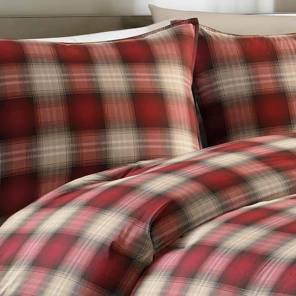 Navigation Red Plaid Cotton Comforter Set