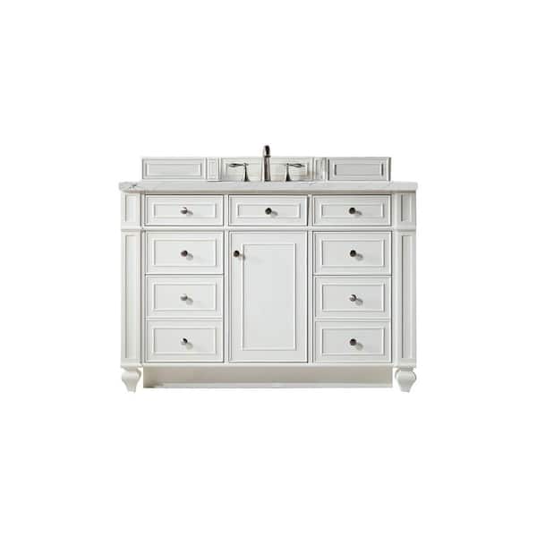 James Martin Vanities Bristol 48 in. W x 23.5 in. D x 34 in. H Bathroom Vanity in Bright White with Ethereal Noctis Quartz Top