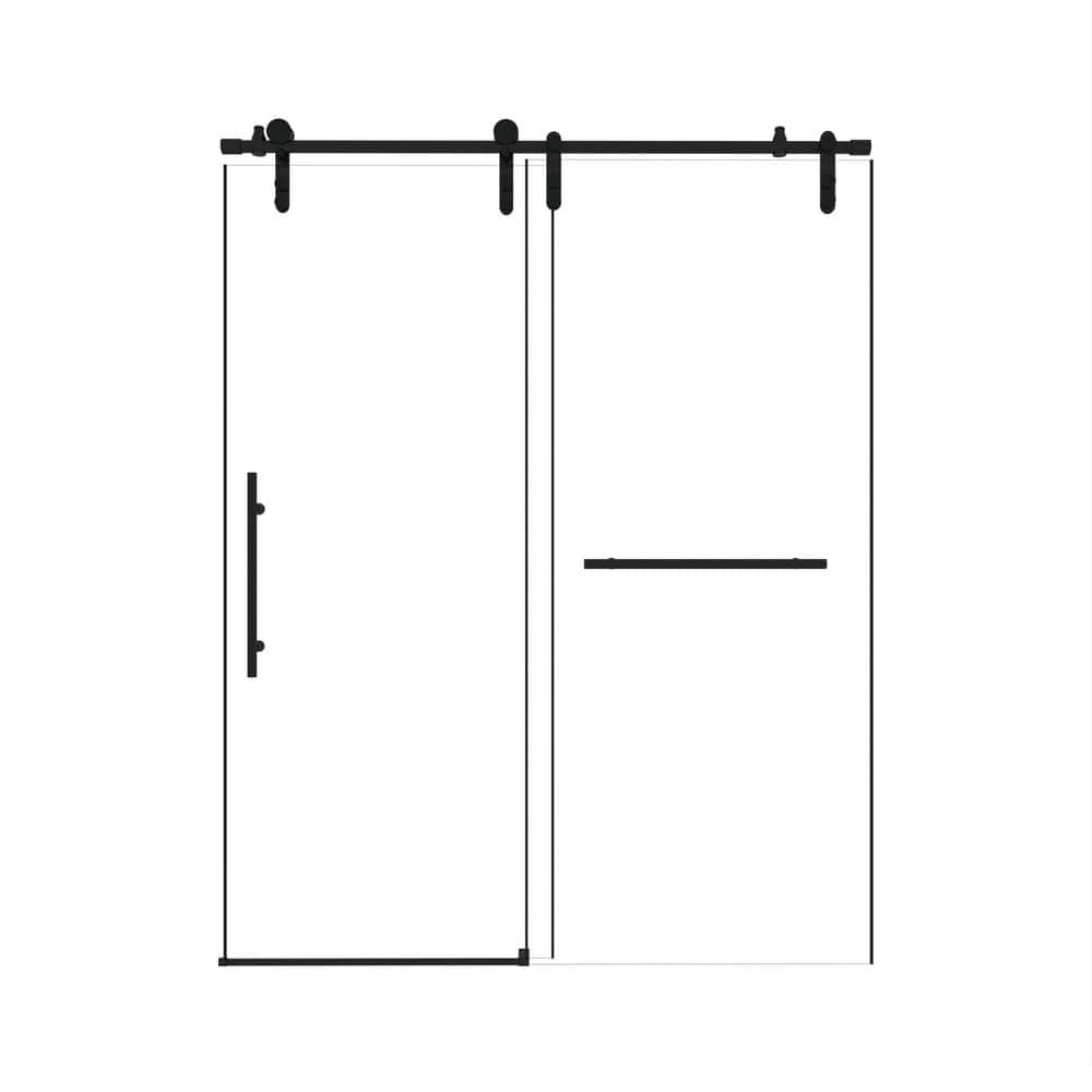 44-48 in. W x 76 in. H Sliding Frameless Shower Door in Matte Black with Clear Tempered Glass price history on PriceWatchPro