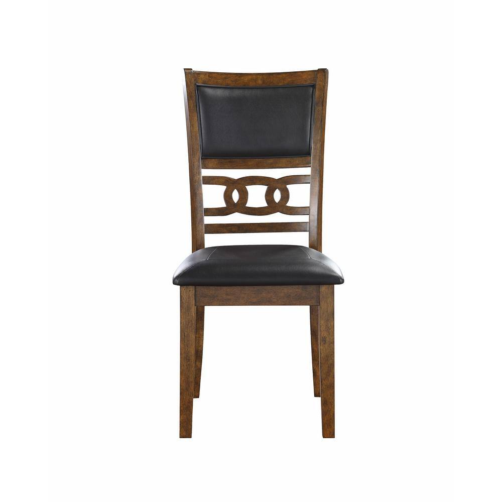Gia 60" Warm Brown Wood Dining Set with Black Cushions