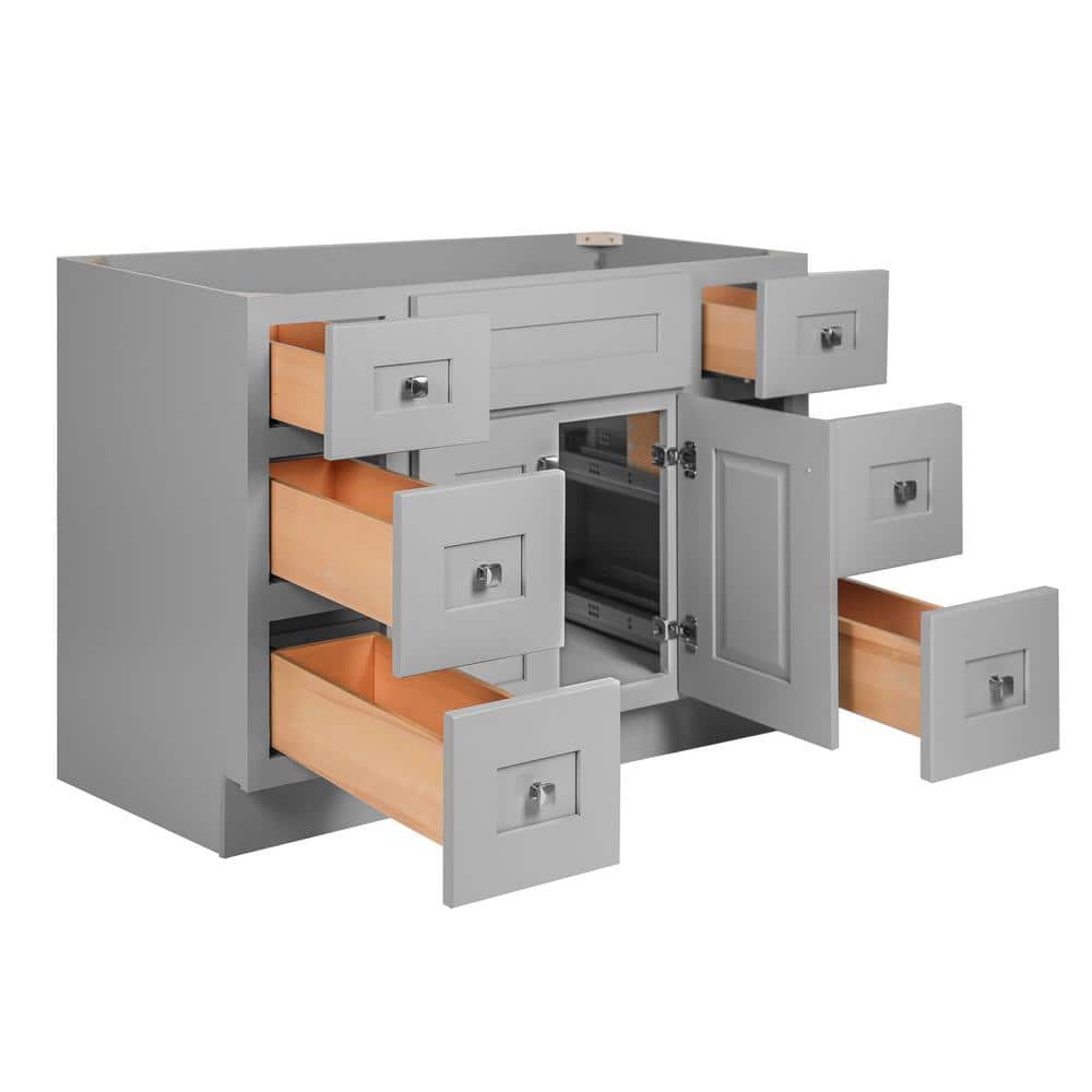 Brookings 48 Inch Gray Solid Wood Shaker Bathroom Vanity