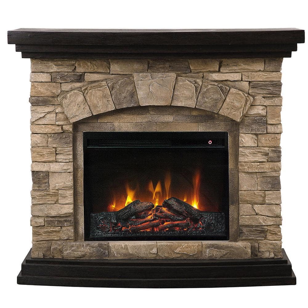 45 in. Electric Fireplace with Mantel Tan