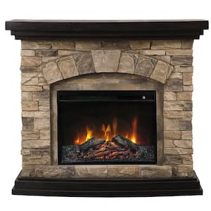 45 in. Electric Fireplace with Mantel Tan