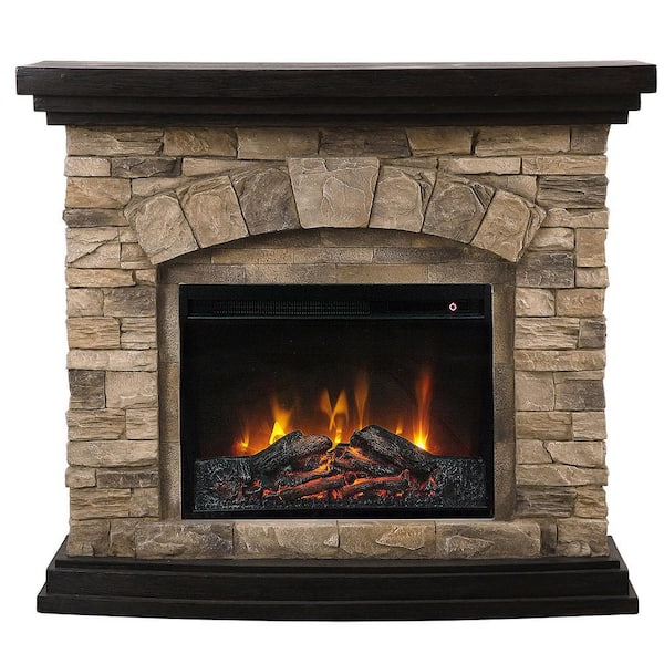 45 in. Electric Fireplace with Mantel Tan