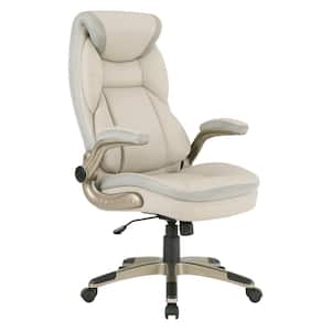 Work Smart Executive Bonded Leather Office Chair in Taupe with Cocoa Nylon Base