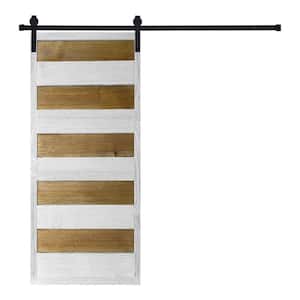 Artisan Series Color Contrast Stripes 80 in. x 24 in. Natural Pine Wood Finished Sliding Barn Door with Hardware Kit