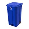 HDX 45 gal. Blue Heavy Duty Outdoor Recycling Trash Can with Wheels and Attached Lid 999-2445WR