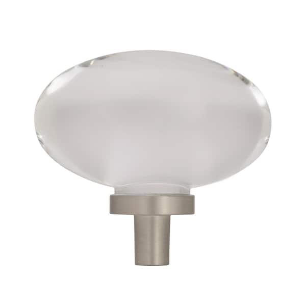 Glacio 1-3/4 in. (44mm) Modern Clear/Satin Nickel Oval Cabinet Knob