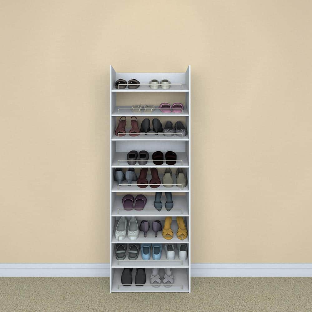 White Stackable 3-Shelf Wood Shoe Organizer
