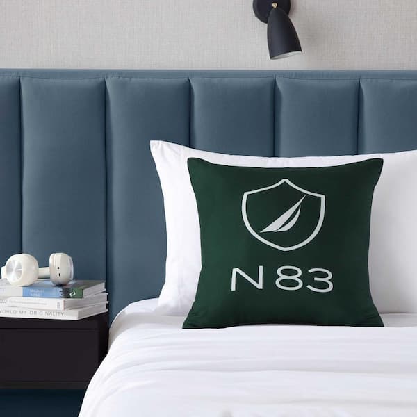 N83 Boat 1-Piece Hunter Green Microfiber 18 in. x 18 in. Decorative Pillow