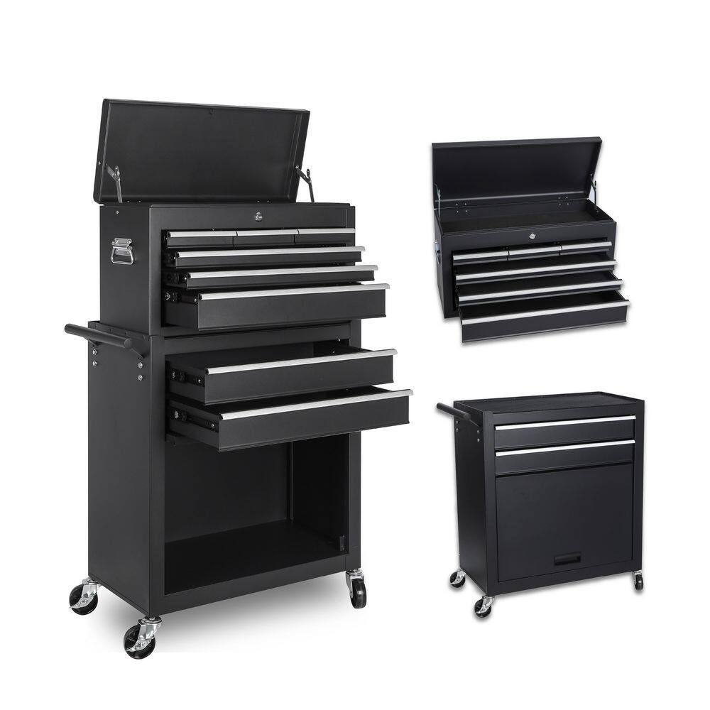 13 in. W 8-Drawer Rolling Storage Tool Carts with Lock, 2-in 1-Detachable Top Tool Box, Liner, Adjustable Shelf, Hooks price history on PriceWatchPro