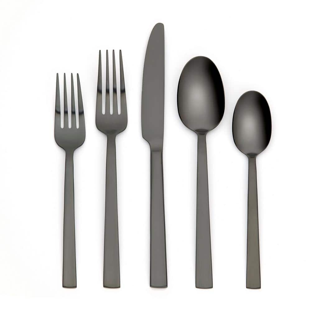 Ornative Tableware Emma 20-Piece Black 18/0 Stainless Steel Flatware ...