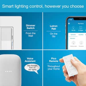 Diva Smart Dimmer Switch Starter Kit for Caseta Smart Lighting, with Smart Hub + Pico Remote, 150-Watt LED (DVRF-BDG-1D)