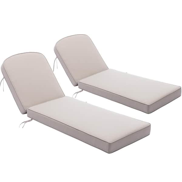 DESwan Pelcha 23 in. W x 75 in. D x 5 in. T 2-Piece Outdoor Chaise Lounge Cushion in Beige