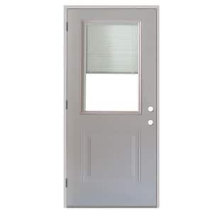 36 in. x 80 in. Element Series 1-Panel 1/2 Lite Mini-Blind White Primed Steel Prehung Front Door