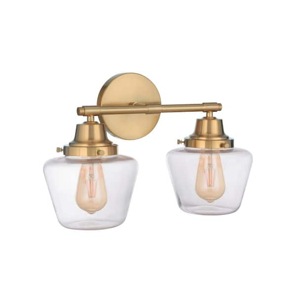 CRAFTMADE Essex 17.5 in. 2 Light Satin Brass Finish Vanity Light with Clear Glass