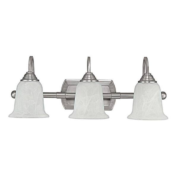 Filament Design Johnson Collection 3-Light Matte Nickel Vanity Light with Faux White Alabaster Glass
