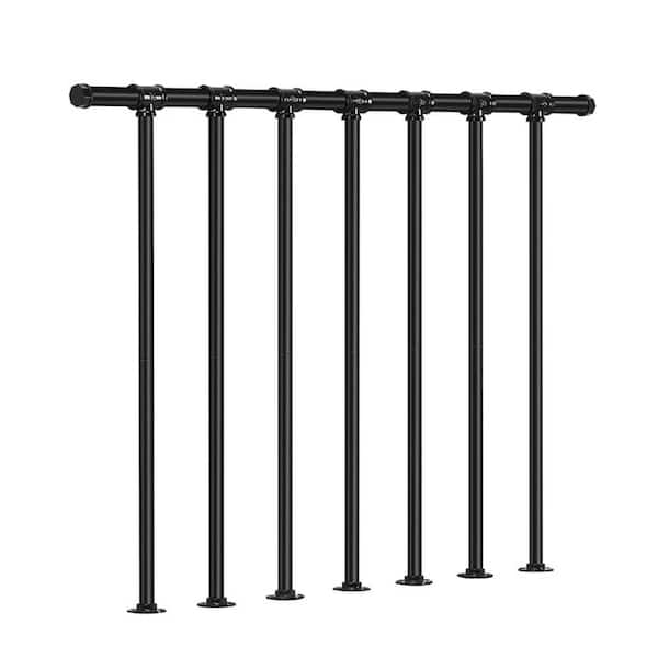 Flat Metal Deck Railing Kit 34 in. x 4 ft. Black Metal Indoor Outdoor Guard Rail with Balusters for Balcony
