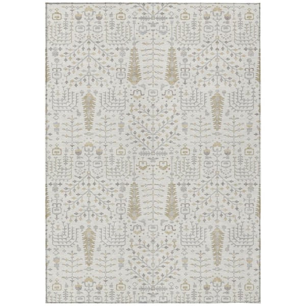 Chantille Machine Washable Indoor/Outdoor Abstract ACN3118 Ivory 9 ft. x 12 ft. Area Rug