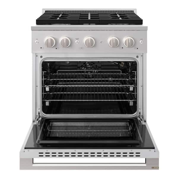 30 in. 4.2 cu. ft. Marino Freestanding Gas Range with Convection Gas Oven in Stainless Steel with 4 Brass Burners