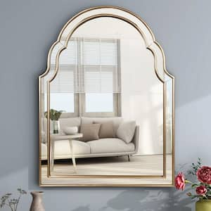 Gold 23.6 in. W x 31.5 in. H Modern Arched Resin Framed Decorative Mirror