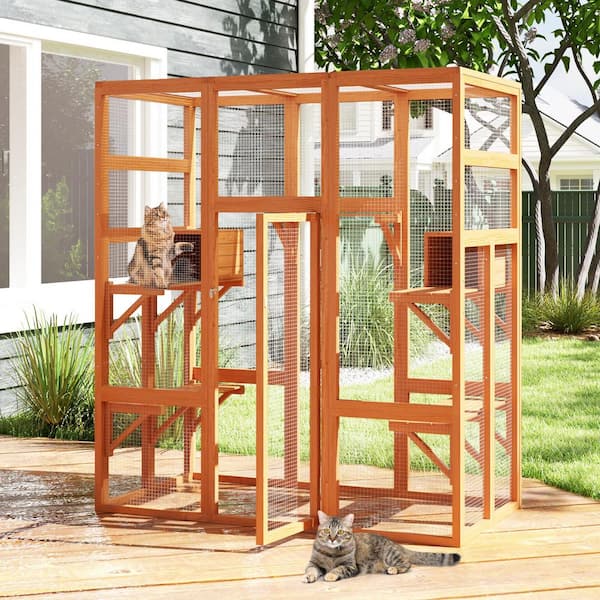 COZIWOW Large Wooden Cat House Catio Enclosure CW12T0499 The