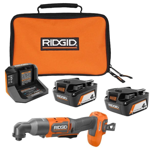 18V (2) 4.0 Ah Batteries and Charger Kit with 18V Subcompact Brushless Cordless Right Angle Impact Driver