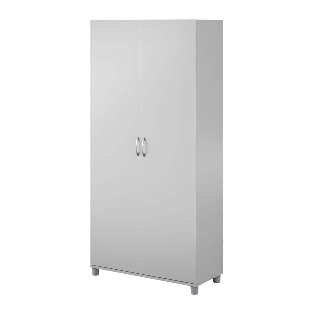 Dove Gray Freestanding Office Storage Cabinet with Lockable Double Doors