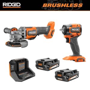 18V Brushless Cordless 2-Tool Combo Kit with SubCompact Impact Wrench, Angle Grinder, (2) 2.0 Ah Batteries, and Charger