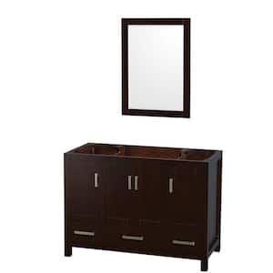 Sheffield 47 in. W x 21.5 in. D x 34.25 in. H Single Bath Vanity Cabinet without Top in Espresso with 24" Mirror