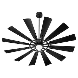 Cirque 60 in. 12-Blades 1-Light 18-Watt LED in Matte Black Damp Ceiling Fan