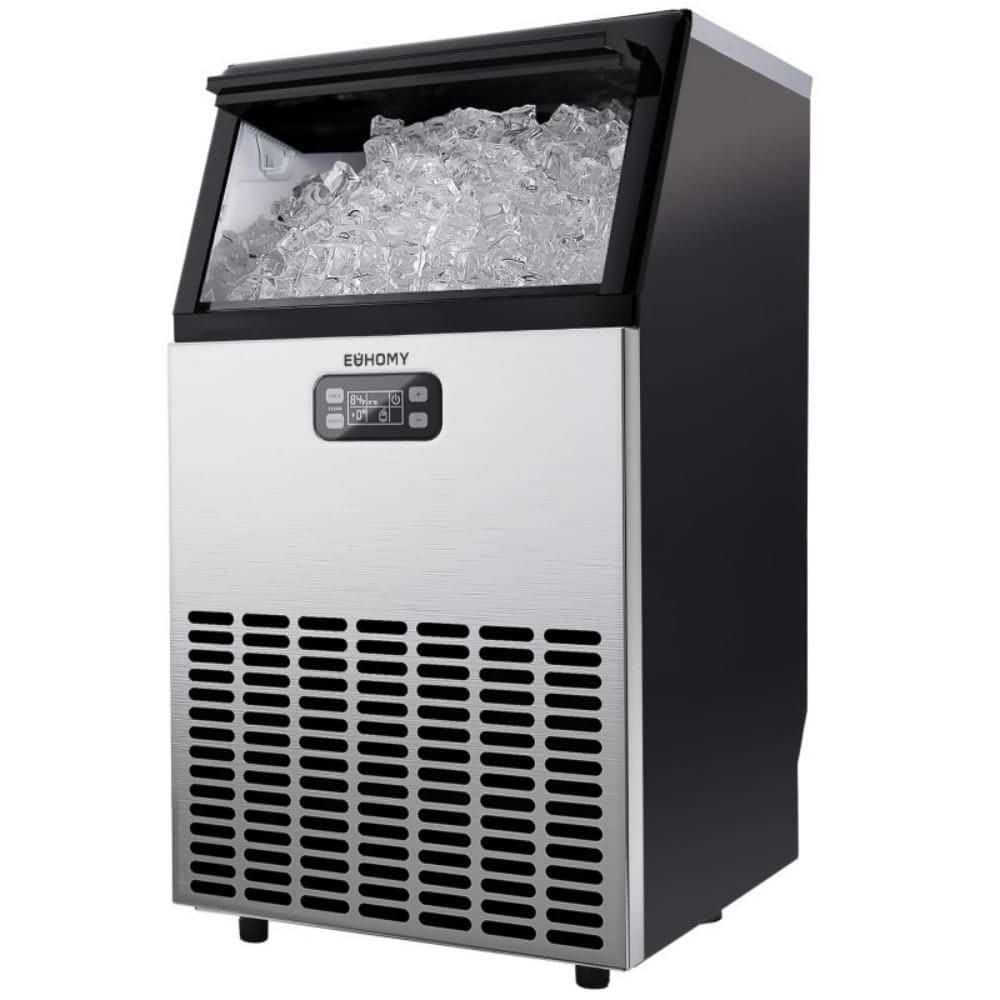 13.8 in. Black Commercial Ice Maker 100lbs. /24H Freestanding, Full Size Cubes, whit 33 lbs. Storage