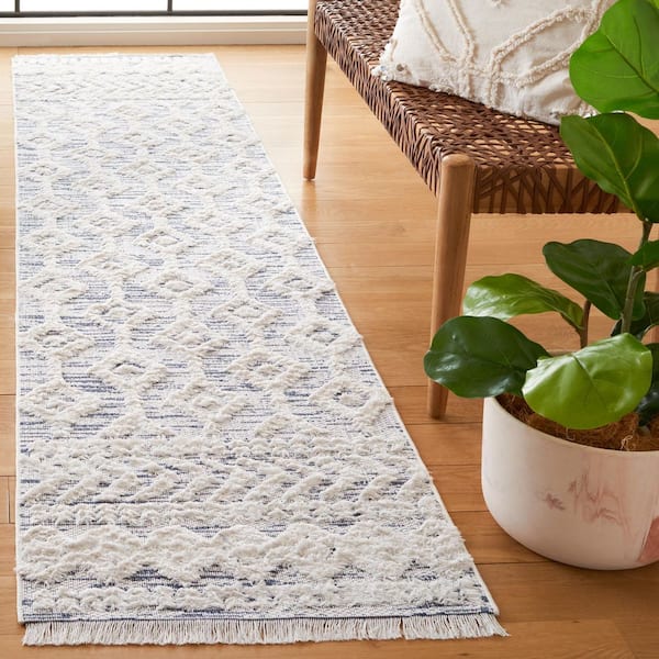 Augustine 2 ft. x 9 Ivory/Blue Geometric Runner Rug