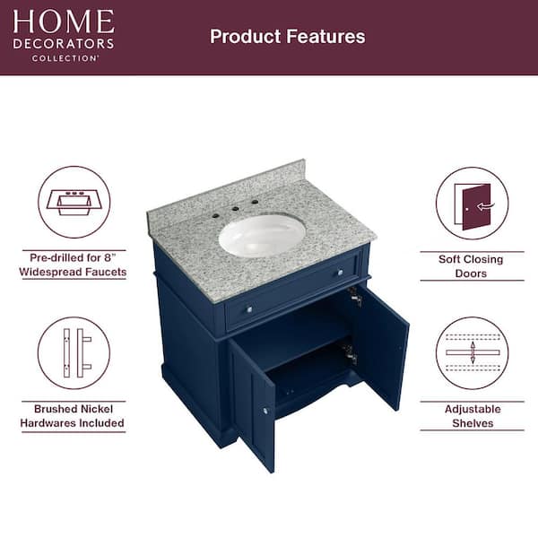 Home Decorators Collection Fremont 32 in. Single Sink Navy Blue