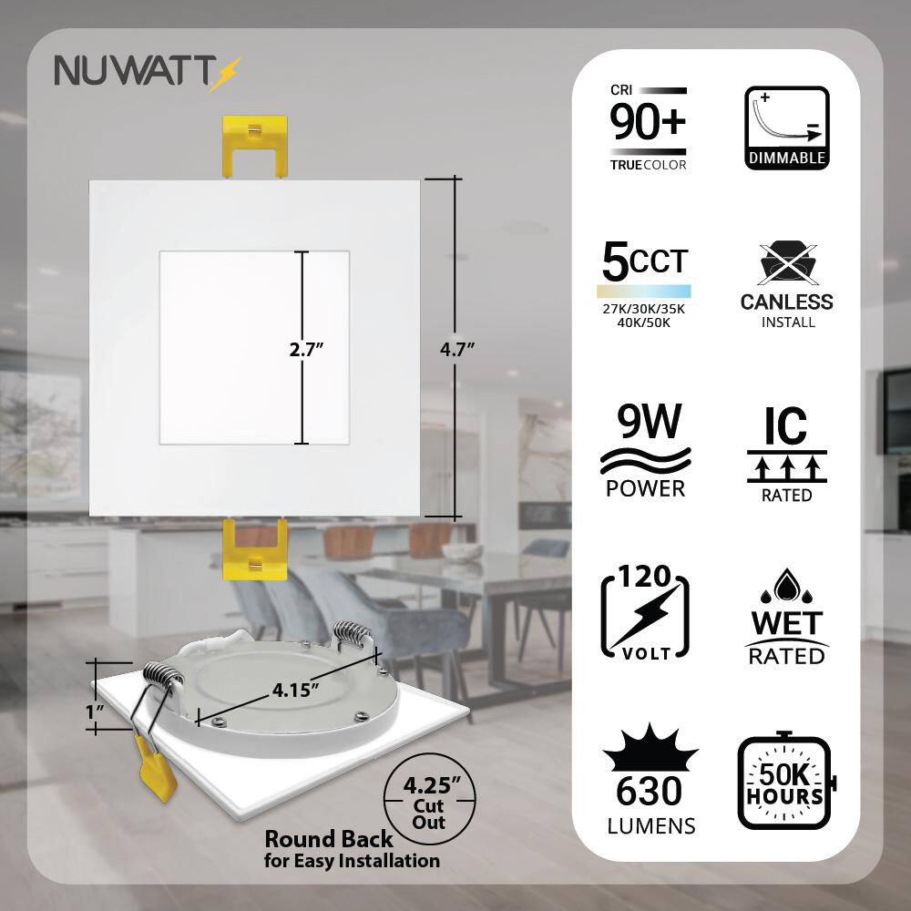 12-Pack White Aluminum Square LED Recessed Lights with Dimmable Feature