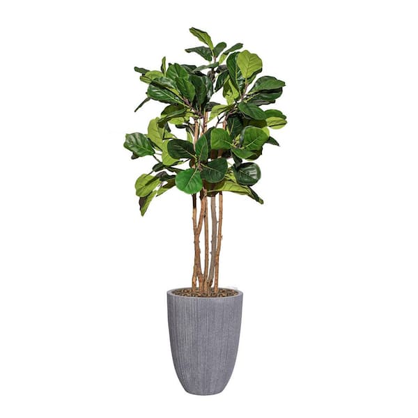 VINTAGE HOME Artificial Faux Fig Tree 72 in. Large Fake Plant Real Touch with Eco Planter