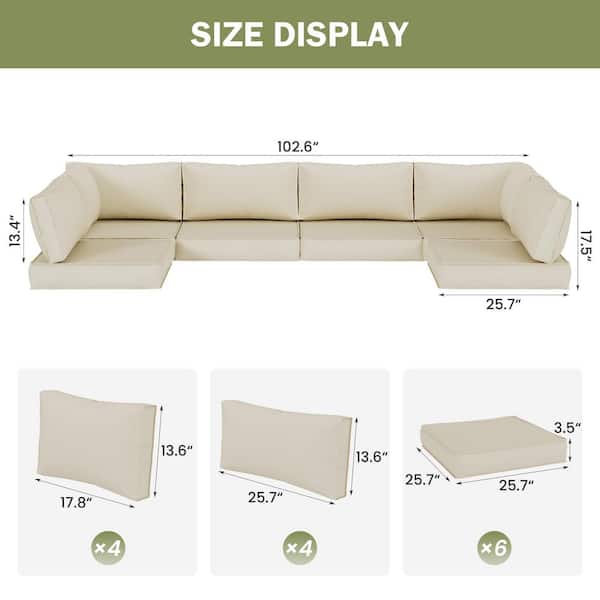 Poteban Outdoor 25.7 in. x 4 in. Sectional Cushions Set Seat/Back