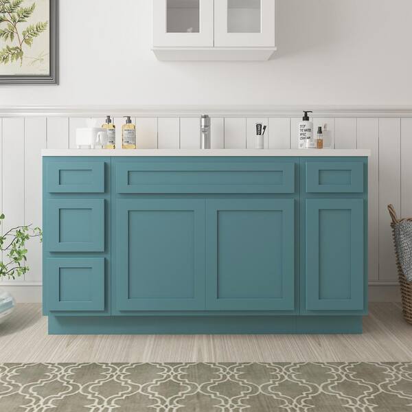 Vanity Art 57 in. W x 21 in. D x 32.5 in. H Bath Vanity Cabinet without Top in Sea Green