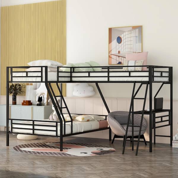 Full Bunk Bed Attached Twin Loft, Bunk Bed Loft Full