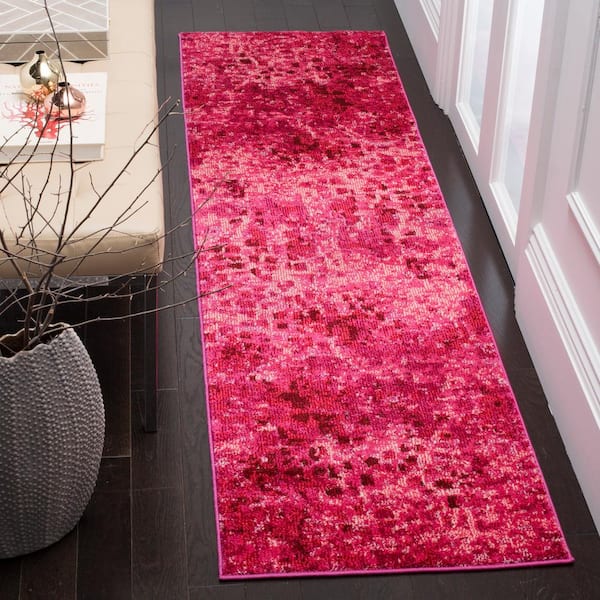 Monaco Fuchsia 2 ft. x 6 ft. Geometric Runner Rug