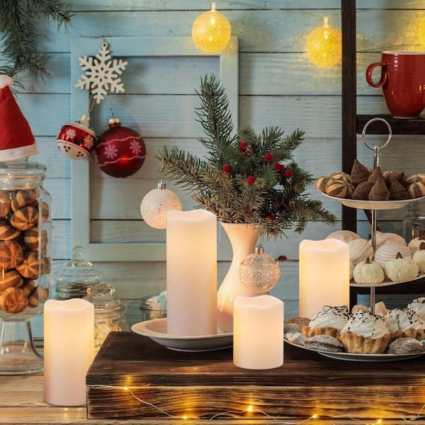 Indoor/Outdoor Waterproof Flameless Candles: Flickering White LED Pillar, Battery-Operated, (Pack of 4)