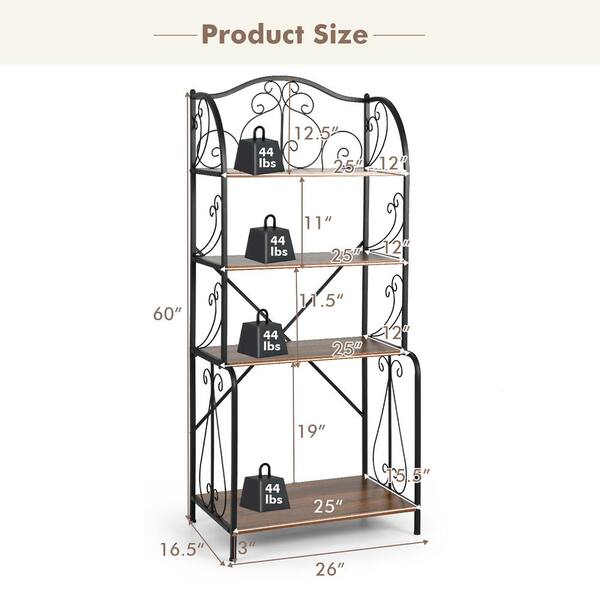 4-Tier Kitchen Microwave Storage Rack with Metal Shelves - Costway