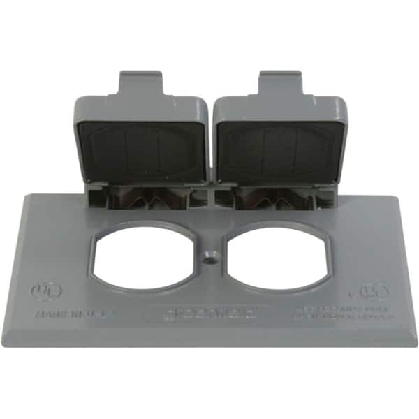 Greenfield Duplex Weatherproof Electrical Outlet Cover Horizontal - Gray