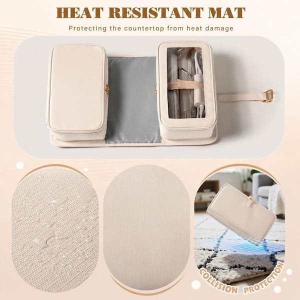 Anqtovp Foldable Hair Tool Organizer Travel Bag with Heat