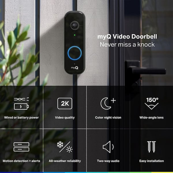 Chamberlain myQ Video Doorbell myQ-D49TXXB - The Home Depot