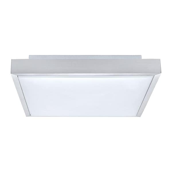 Eglo Idun 1 15 in. W x 3.125 in. H Matte Nickel Integrated LED Semi-Flush Mount Light with White Plastic Diffuser